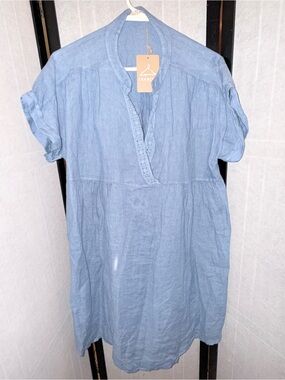 Lea Blue Linen Tunic Dress